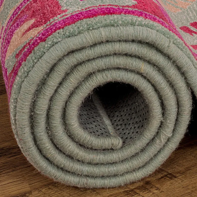 Loreth Hand Tufted Ethnic Wool & Nylon Carpet - Pink media 7