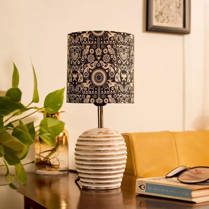 Boho Fauna Dome Fabric Table Lamp - Blue,White media 3
