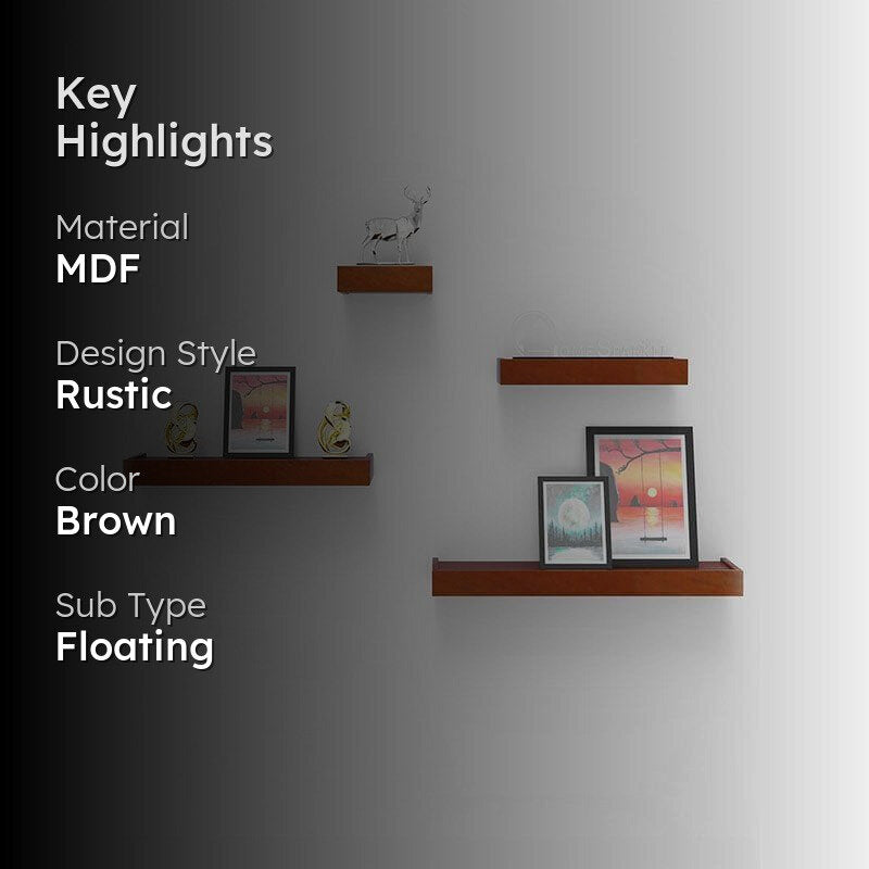 Skyline Shelving Wall Shelf - Brown - Set Of Four media 2
