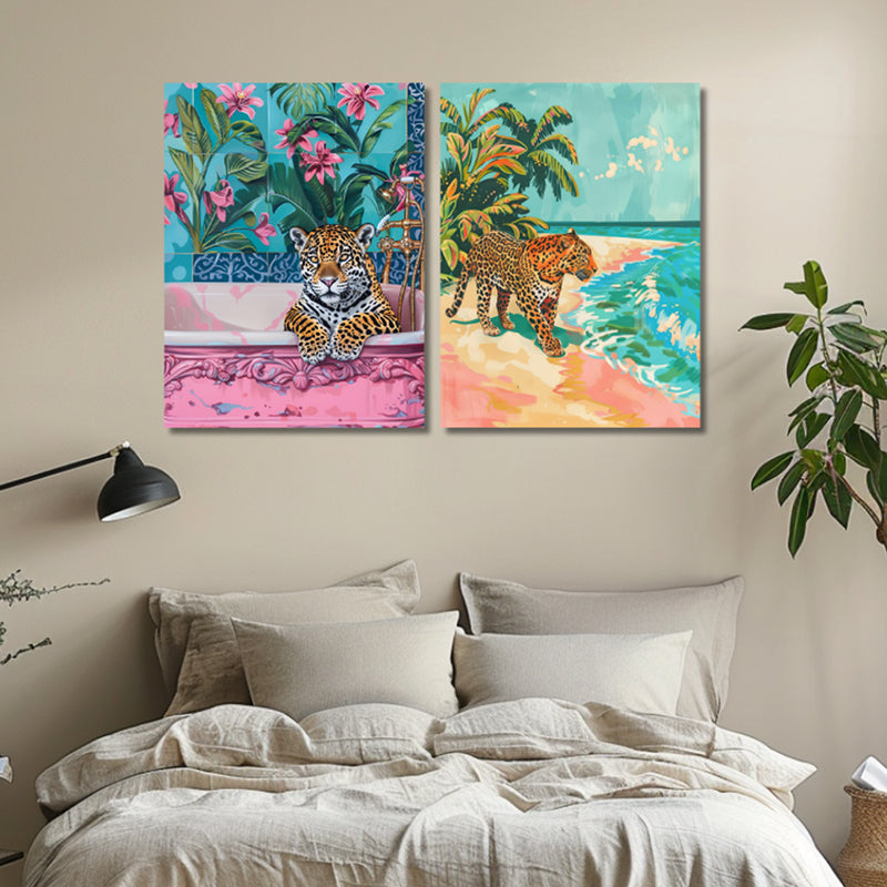 Tropical Prowler Wall Painting - Set Of Two