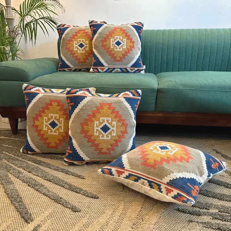 Tribe Loom Jacquard Cotton Cushion Cover - Set Of Five media 2