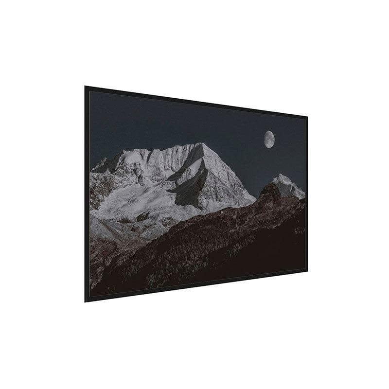 Snow Covered Mountain Tip Canvas Wall Painting - Black Frame media 3