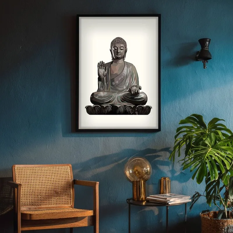 Peaceful Buddha Archival Paper Wall Art With Frame media 5