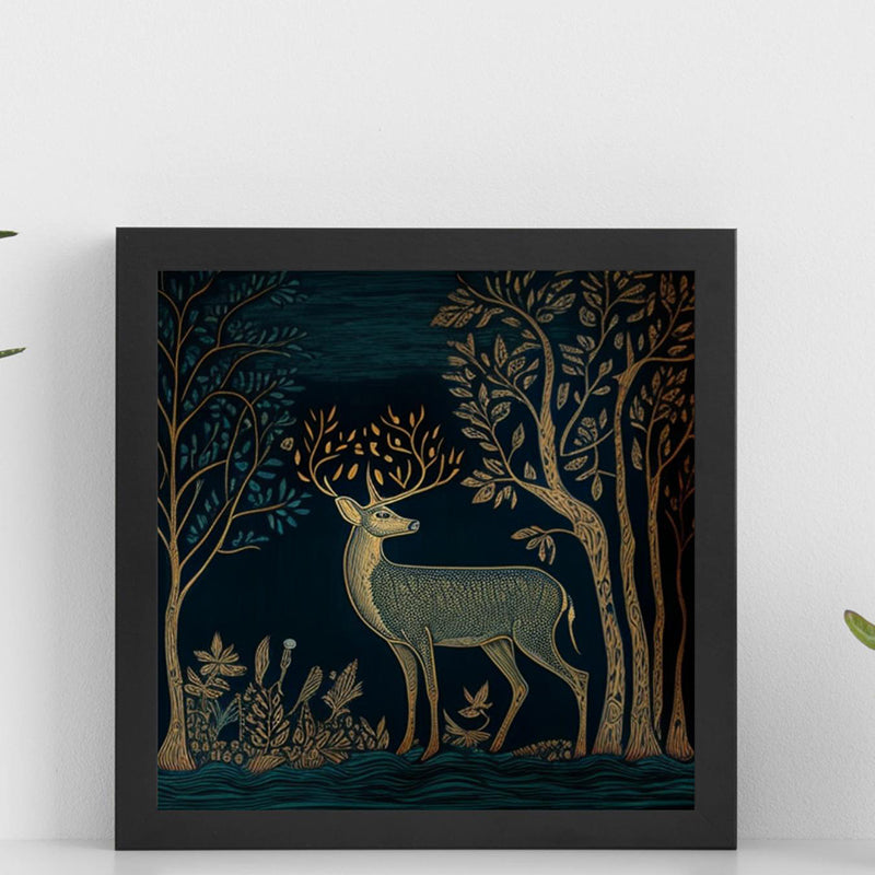 Stag Of Night Wall Art With Resin Frame