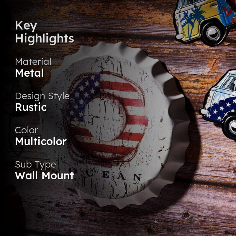 Ocean Swim Ring Bottle Cap Metal Wall Accent media 2