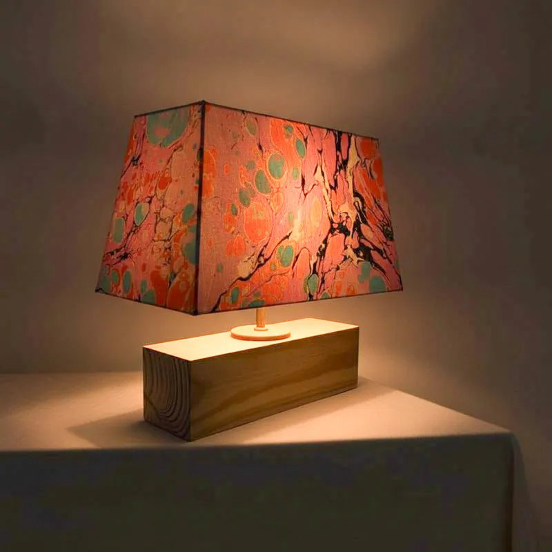Marbling Sparkle Handpainted Fabric Table Lamp - Multicolor media 1