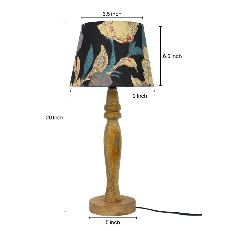 Autumn Petal Wooden Base Cotton Table Lamp - Multicolor media 5
