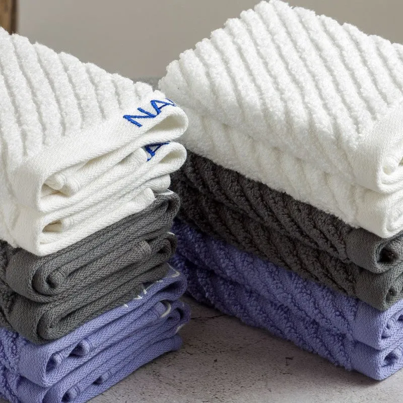 Nautica Riviera Soft Cotton Hand & Face Towel (White,Blue & Dark Grey) - Set Of Twelve media 5