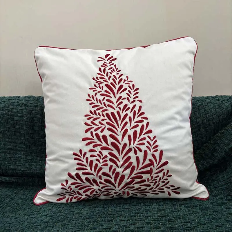 Ethnic Pine Cotton Christmas Cushion Cover media 1