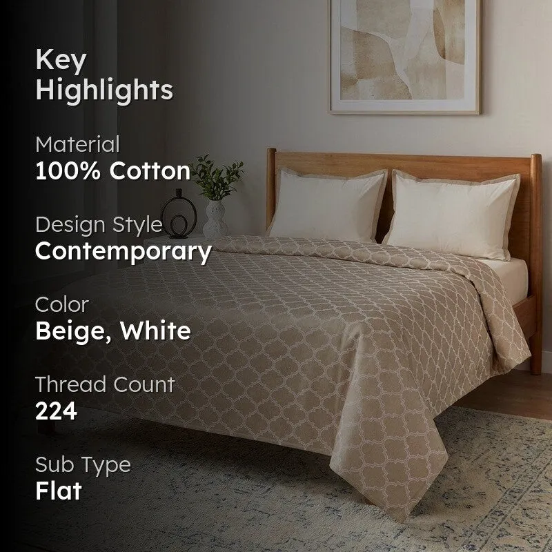 Axis Aura Cotton Bedsheet (Beige) - 224 TC media 2