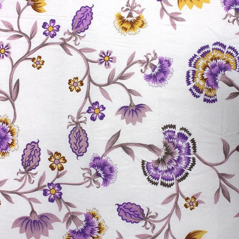 Siya Floral Cotton Bedsheet (Purple) - 110 TC media 5