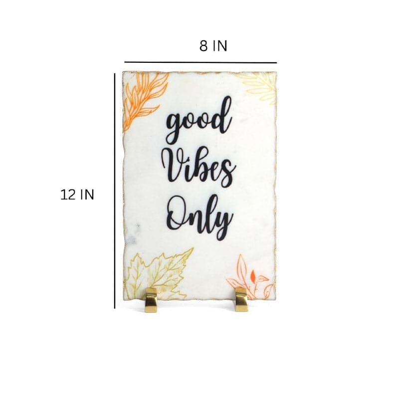 Good Vibes Only Leafy Printed Marble Showpiece media 6