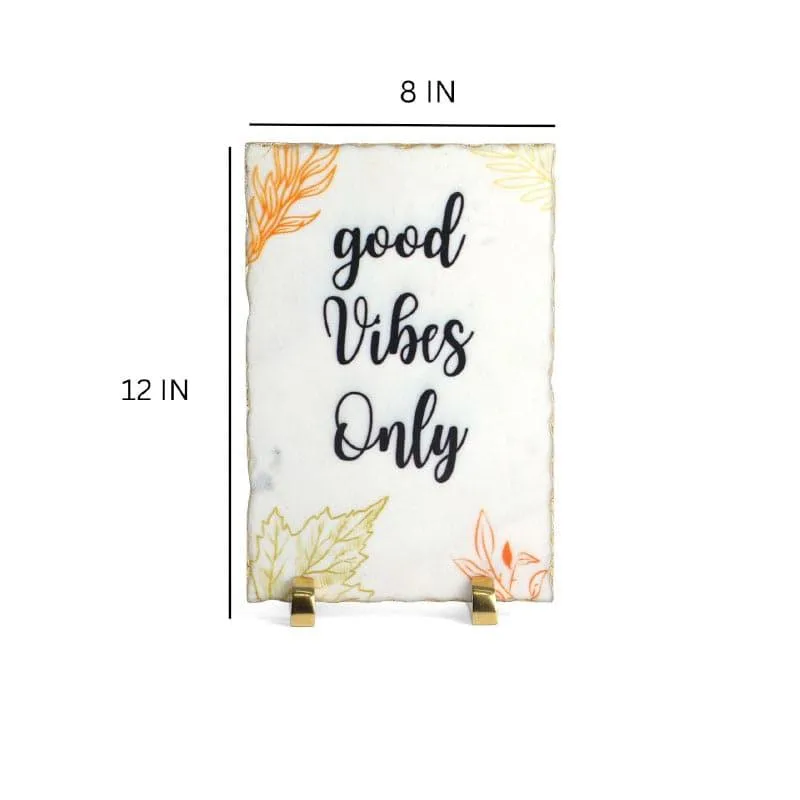 Good Vibes Only Leafy Printed Marble Showpiece media 6