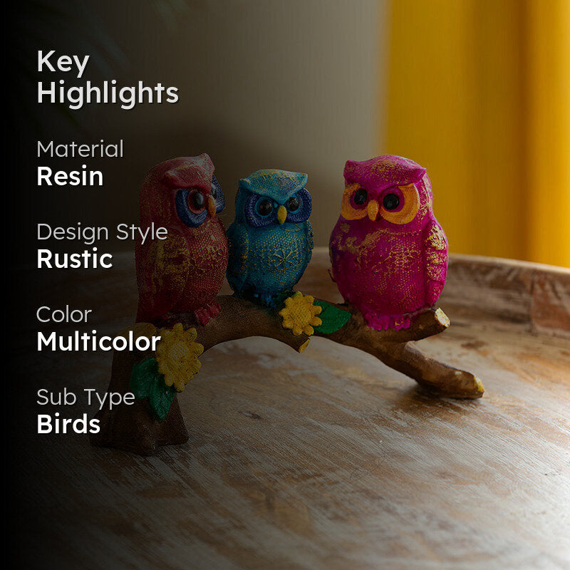 Owl Pals Resin Showpiece - Multicolor media 2