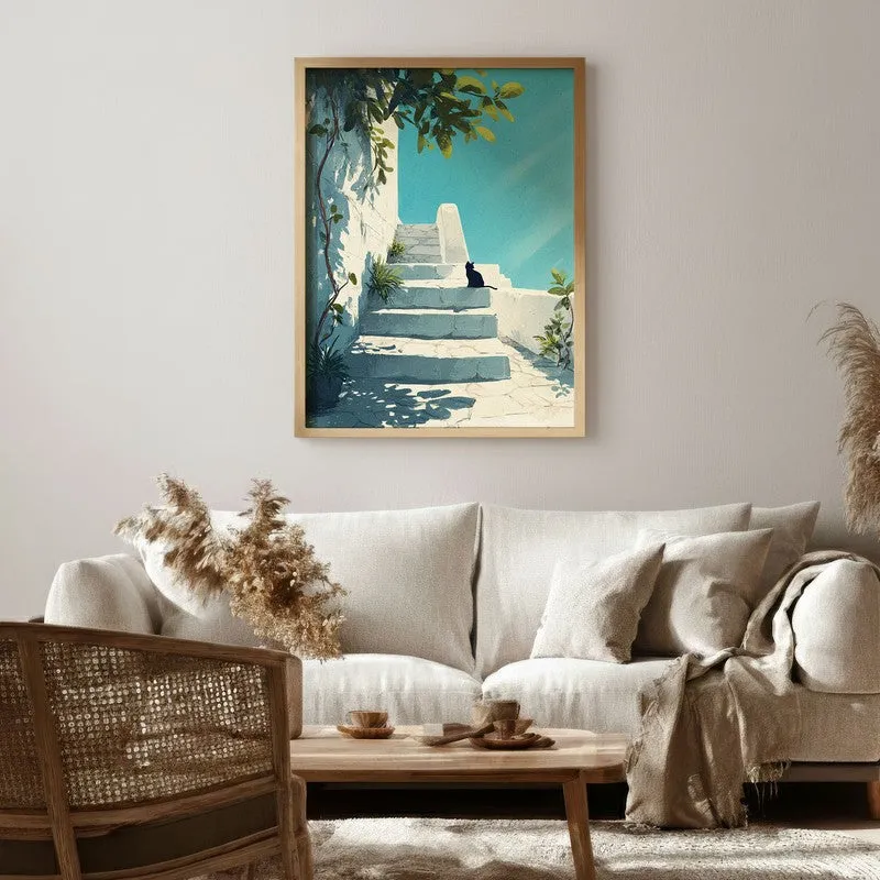 Terracotta Trail Canvas Wall Painting - Brown Frame media 1