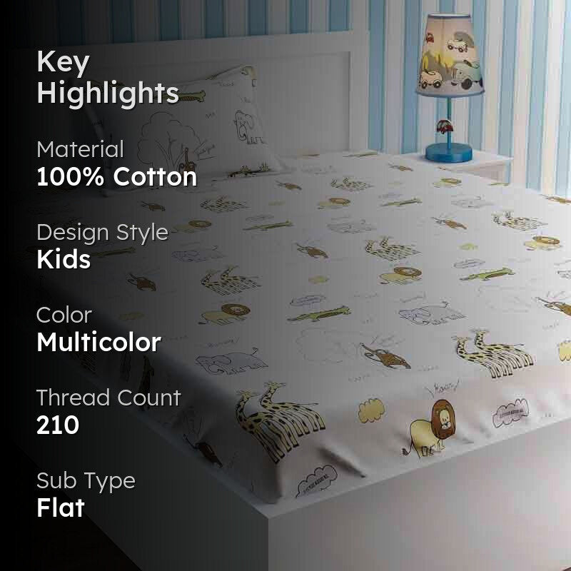 Time for the Animals Cotton Bedsheet - 210 TC media 2