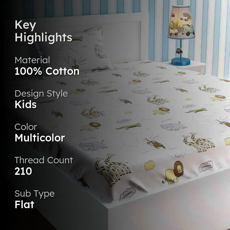 Time for the Animals Cotton Bedsheet - 210 TC media 2