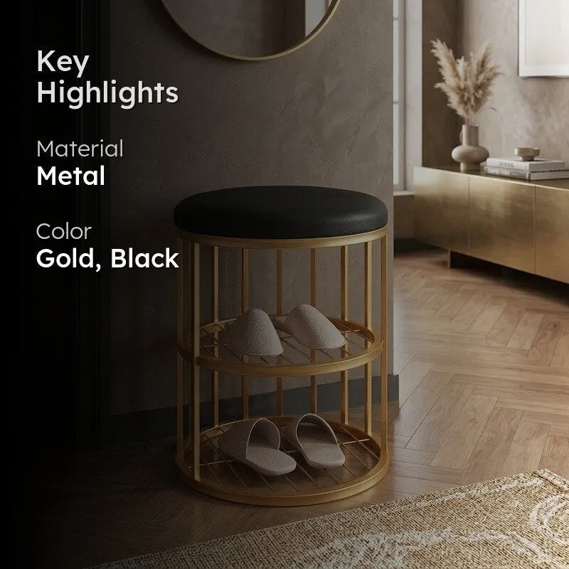 Lightweight Metal Shoe Rack - Gold,Black media 2