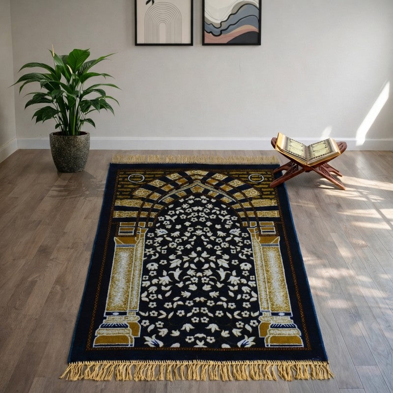 Classic Noor Velvet Pyaer Mat - Blue,Yellow