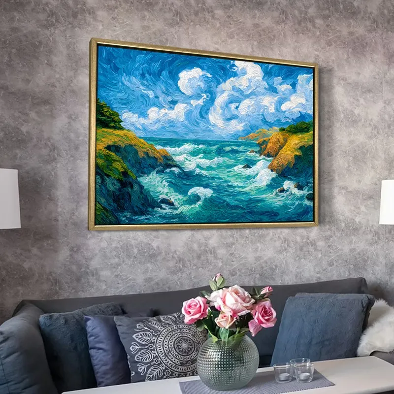 Lunar Seascape Canvas Wall Painting With Frame media 6