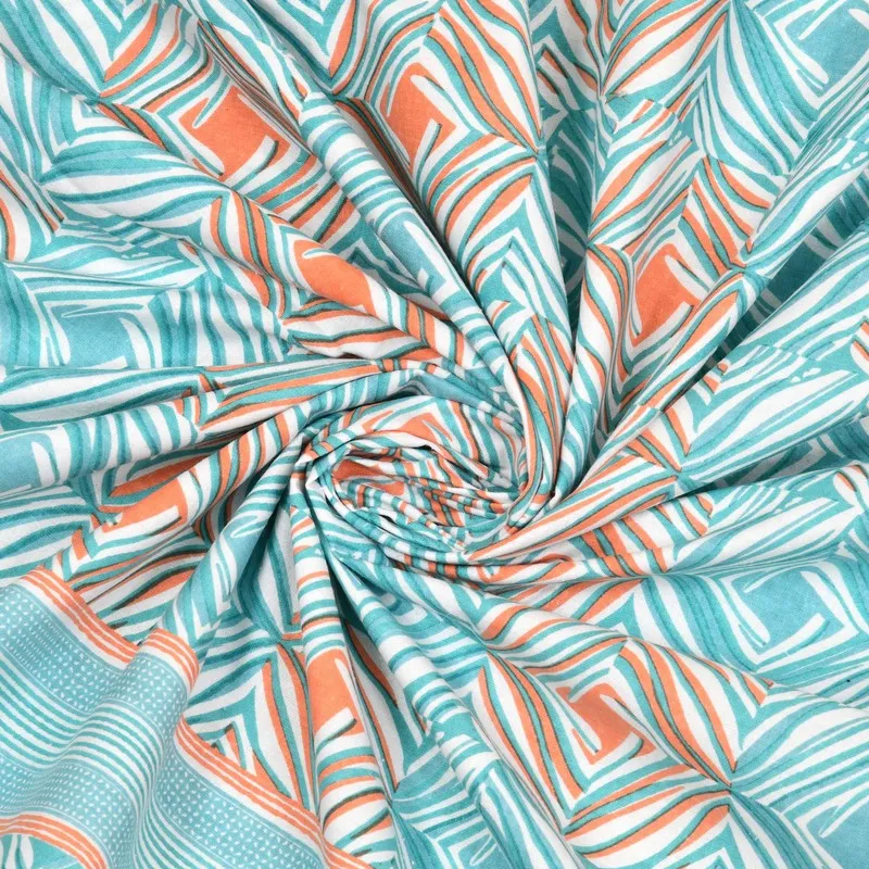 Desert Charm Cotton Bedsheet (Blue,Orange) - 120 TC media 4