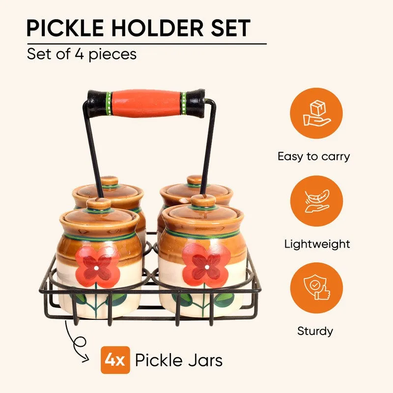 Achaari Ceramic Jar with Stand - Five Piece Set media 5