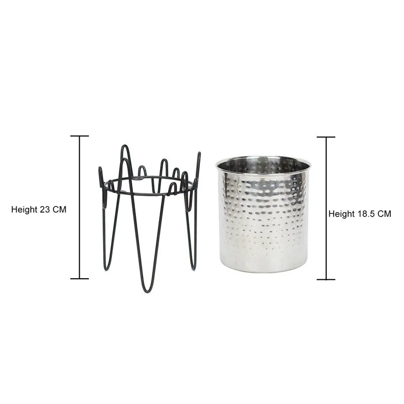 Retsa Stainless Steel Planter - Silver & Black media 4
