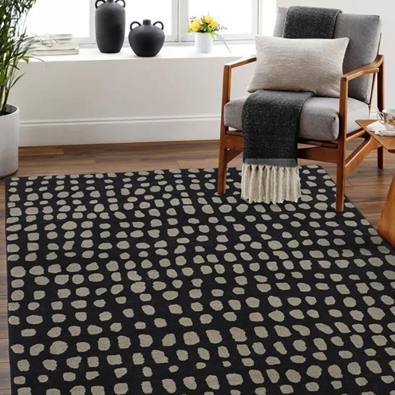 Elatus Hand Tufted Abstract Wool & Nylon Carpet - Black media 3
