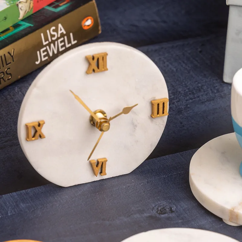 Marbre Marble Desk Clock With Coaster - Three Piece Set media 4