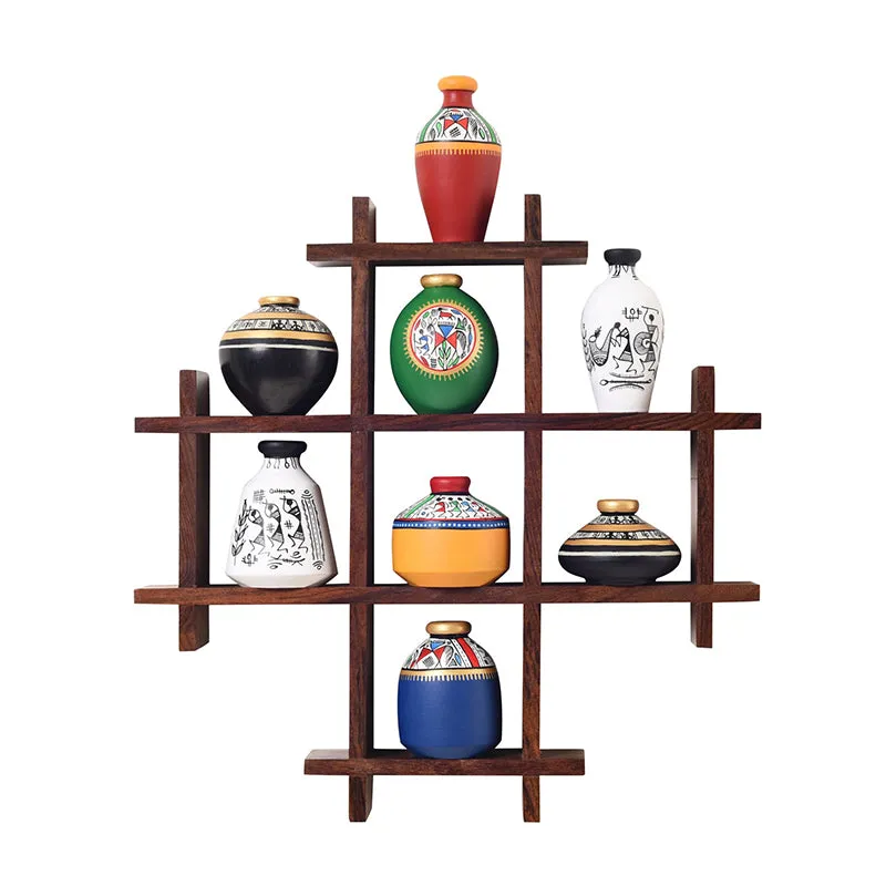 Forest Frame Warli Terracotta & Wood Wall Accent - Nine Piece Set media 3