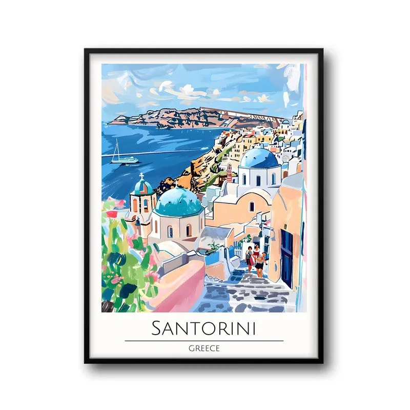 Vintage Santorini Framed Canvas Wall Painting media 5