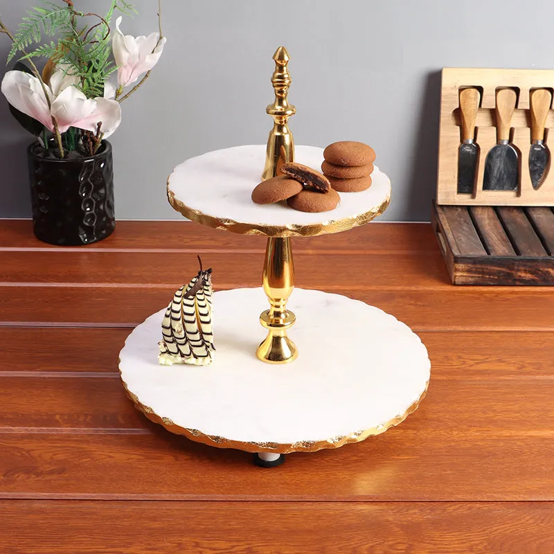 Cavallo Two Tiered Marble Cake Stand media 1