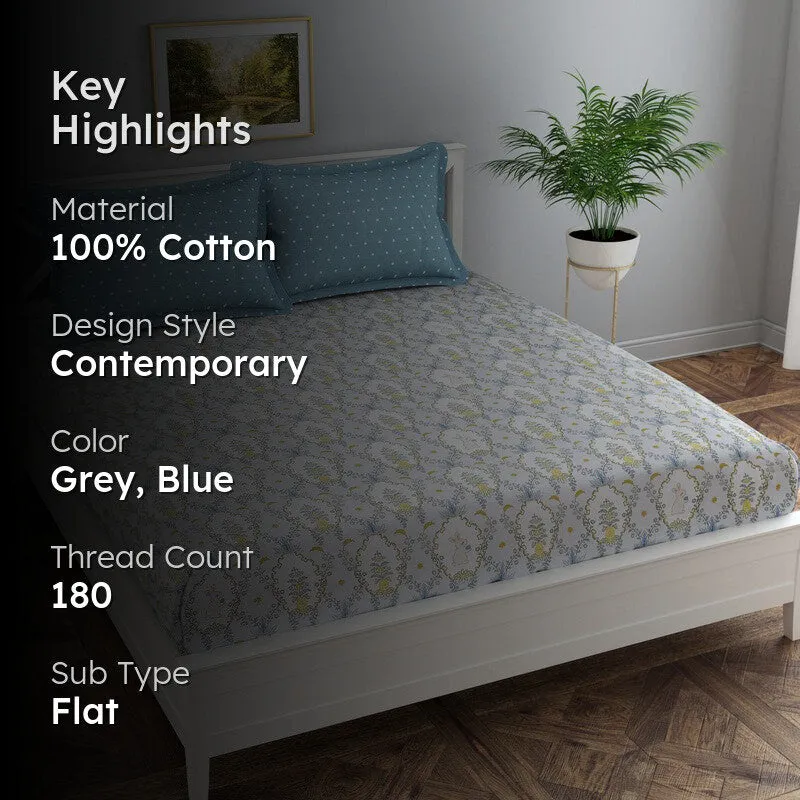 Floral Nest Cotton Bedsheet - 180 TC media 2