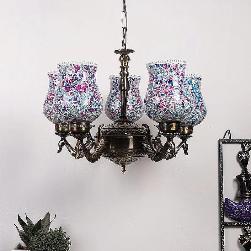 Nuvara Mayoora Mosaic Golden Antique Ceiling Lamp media 3