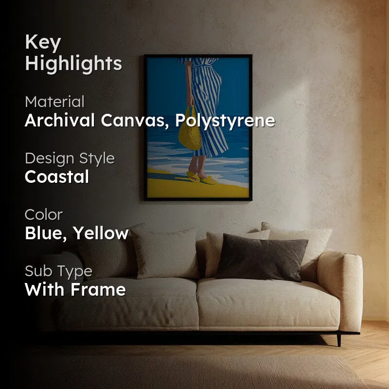 Shoreline Canvas Wall Painting - Black Frame media 2
