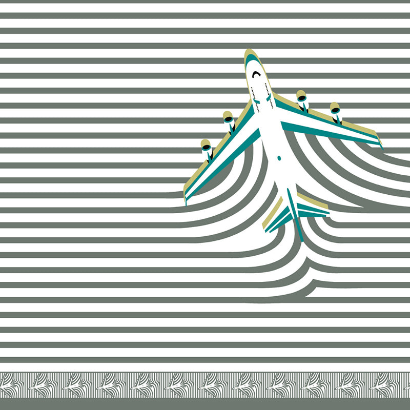 Illusion Stripey Flight Cotton Bedsheet (Grey) - 200 TC media 3