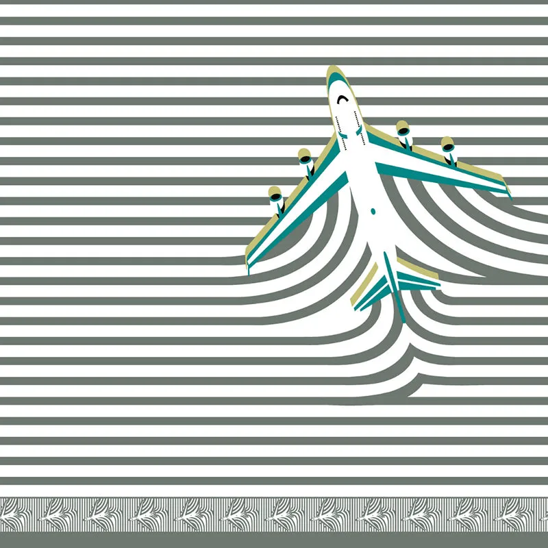 Illusion Stripey Flight Cotton Bedsheet (Grey) - 200 TC media 3