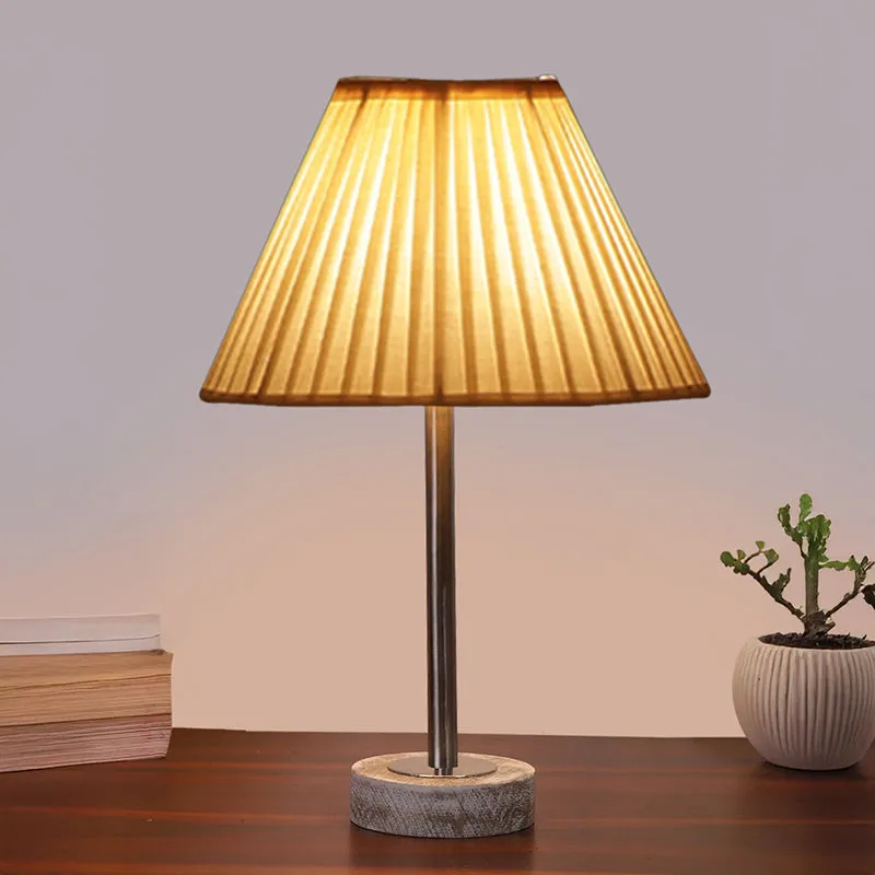 Pleatra Rodin Wooden Table Lamp - White,Silver,White media 2