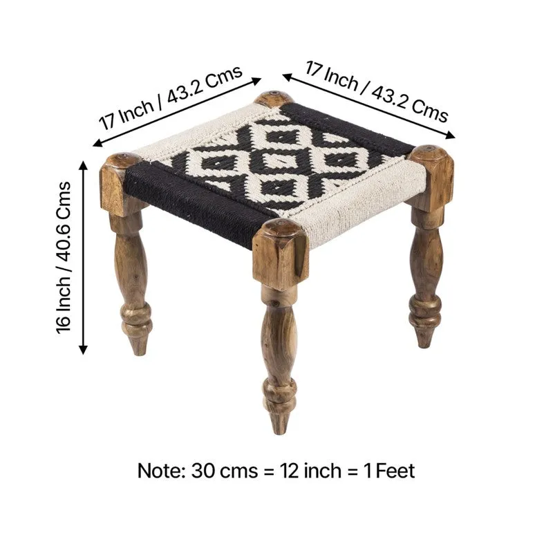 Calrix Sheesham Wooden Bench with Stools (Black,White) - Three Piece Set media 12