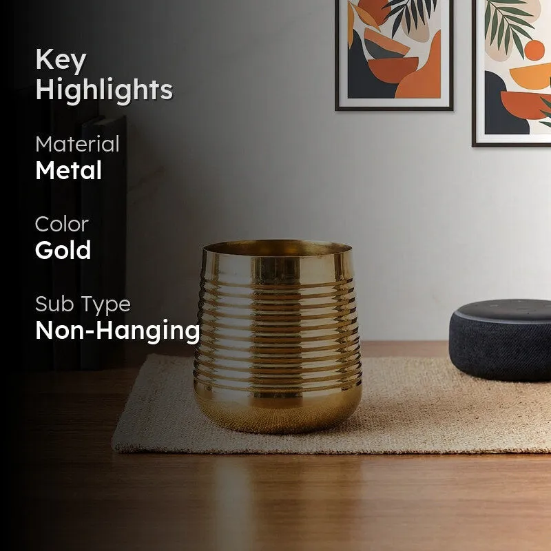 Shimmer Metal Gold Ribbed Planter - Gold media 2