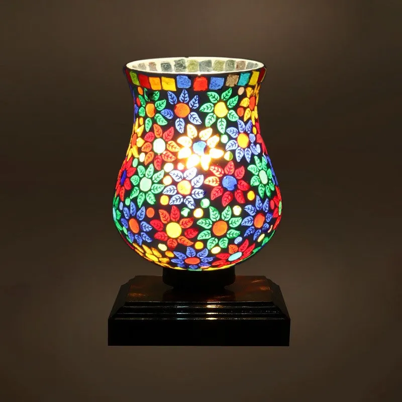 Chromiq Mosaic Glass Table Lamp With Wooden Base - Multicolor media 7