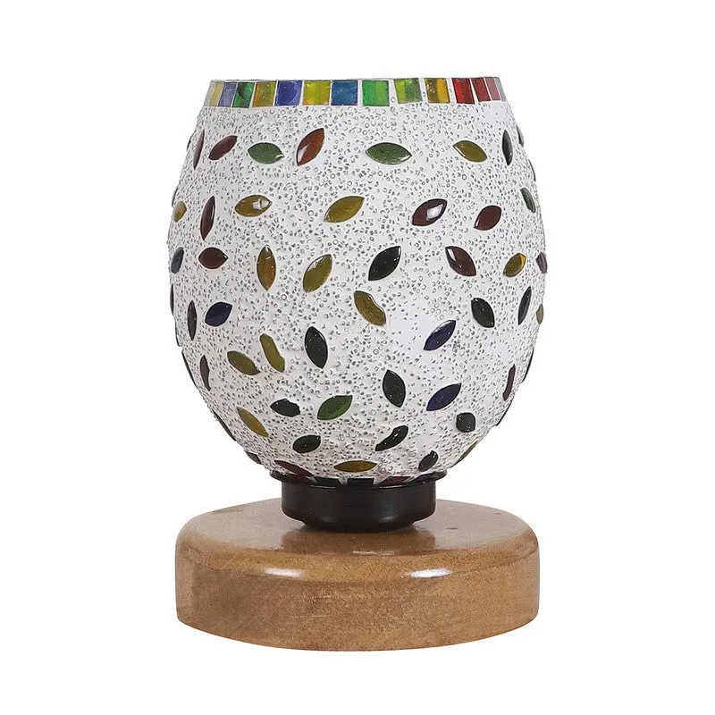 Luxira Mosaic Glass Table Lamp With Wooden Base - Multicolor media 5