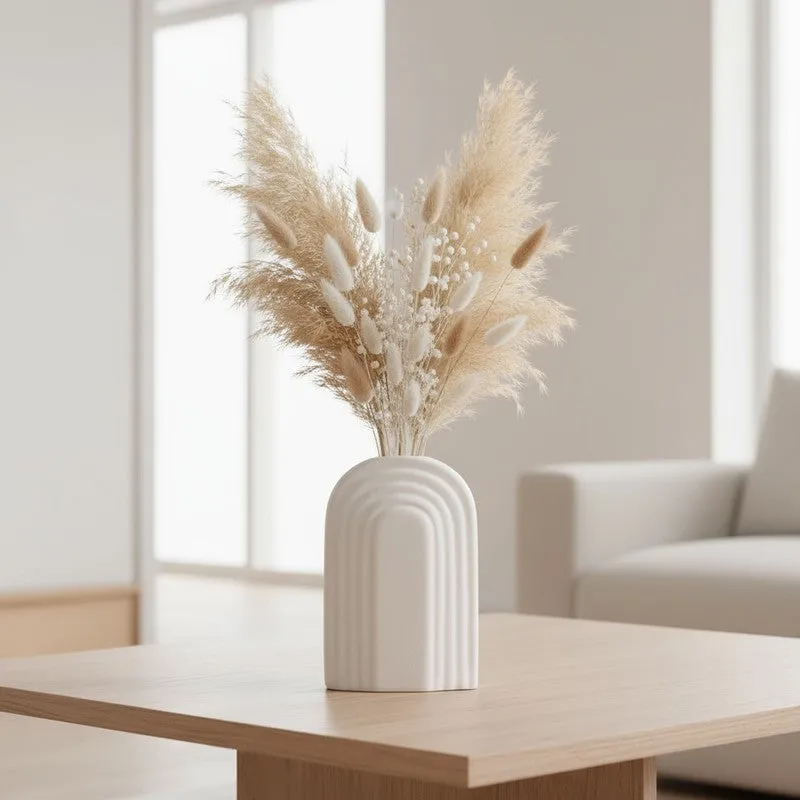 Arch Form Neutral Ceramic Vase - White media 6