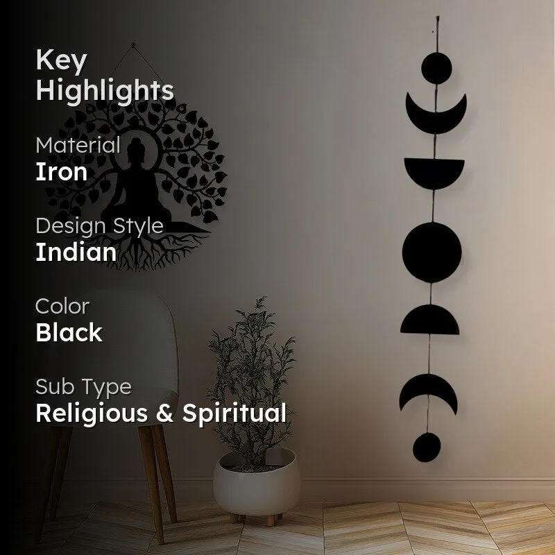 Buddha With Phases Of Moon Iron Wall Accent - Set Of Two media 2