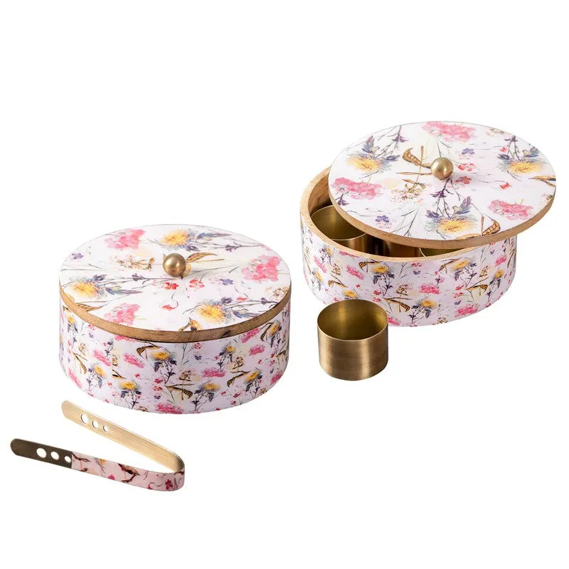 Flavox Mango Wood Round Masala Box - Three Piece Set media 3