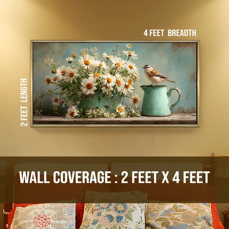 Ivory Stillness Canvas Wall Painting With Frame media 8