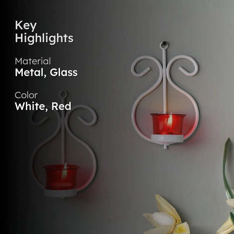 Seina White Frame Sconce Candle Holder (Red) - Set Of Two media 2