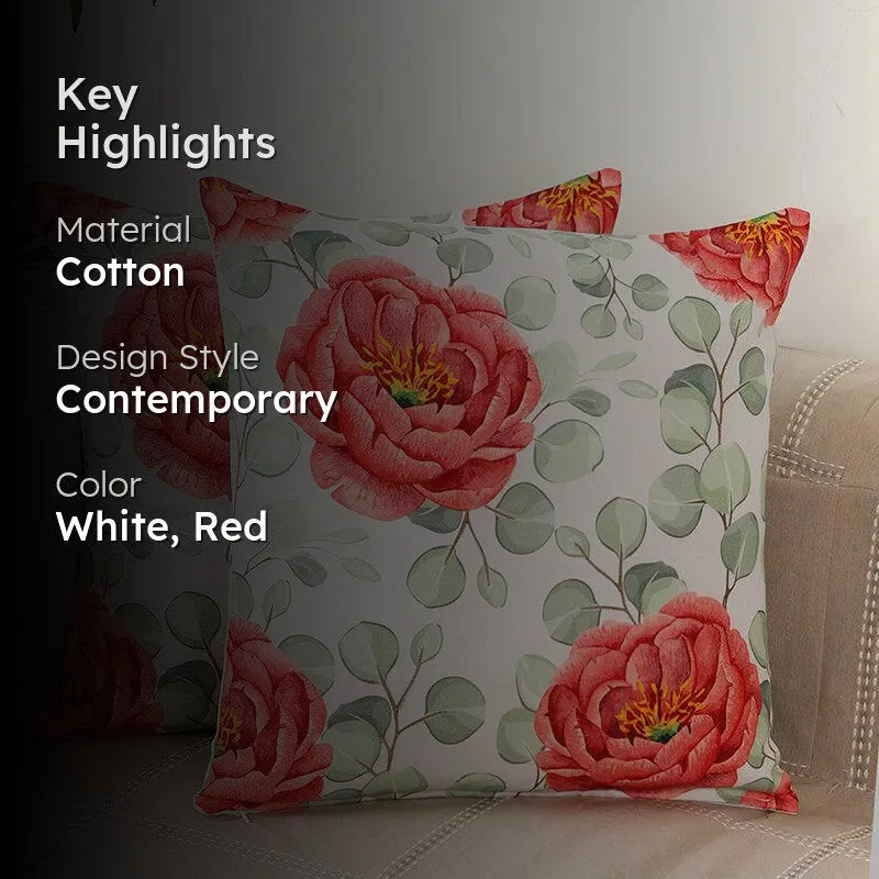 Peony Field Printed Cotton Cushion Cover - Set Of Two media 2