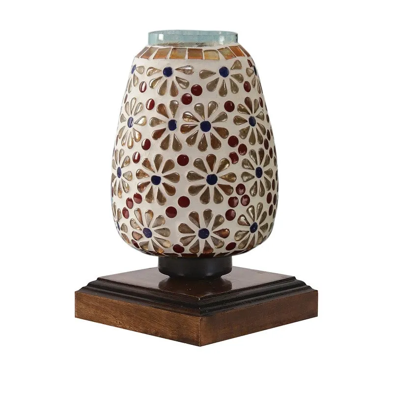Celvyn Glass Table Lamp With Wooden Base - Multicolor media 5