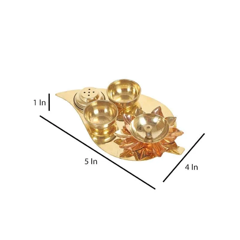 Suhaya Brass Pooja Diya & Thali Set media 6